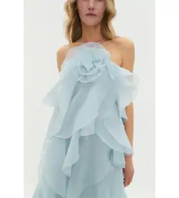 Aje Pandorea Layered Maxi Dress Silver Blue Size AU 10 for rent on The Volte - image 5