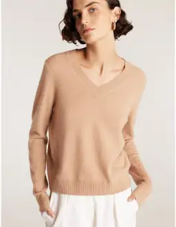 Perri Cutten Cashwool V Neck Jumper Chestnut Size 16/L for rent on The Volte - image 5