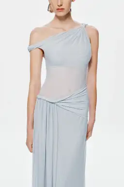 Misha Sisal Mesh Maxi Dress in Dove Blue Size 10 for rent on The Volte - image 4