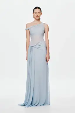Misha Sisal Mesh Maxi Dress in Dove Blue Size 10 for rent on The Volte - image 1