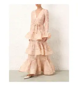 Zimmermann Matchmaker V Neck Maxi Gown in Pink Size 2 / Size AU 12 for rent on The Volte - image 1
