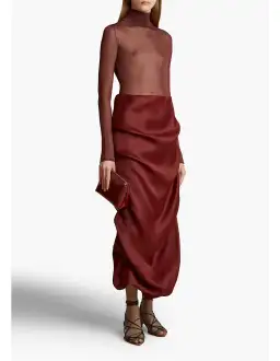 Khaite Olula Maxi Skirt in Oxblood Size