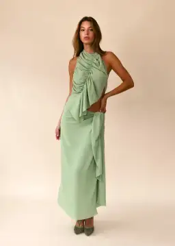 Koster Kulture Bobbies Halter Top and Maxi Skirt Set in Pistachio Size S / AU 8