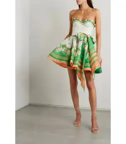 Zimmerman High Tide Eyelet Mini Dress in Green Sailboats Size 0P / AU 6