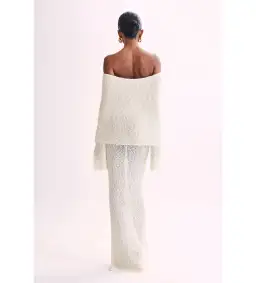 Meshki Marisol Off Shoulder Boucle Maxi Dress in Ivory Size L / AU 12 for rent on The Volte - image 5