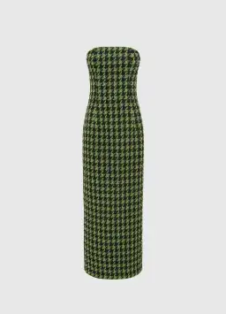 Leo Lin Rayna Tweed Bustier Maxi Dress in Houndstooth Print Size 8 for rent on The Volte - image 1