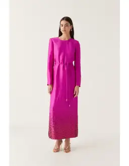 Aje Reflection Sequin Maxi Dress in Deep Magenta Size AU 8
