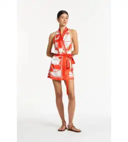 Sir The Label The Ramona Wrap Halter Mini in Mariposa Lily Size 2/ AU 10