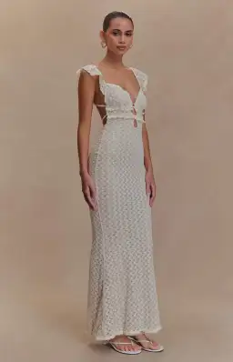 Meshki Ezra Lace Maxi Dress in Ivory Size 4 for rent on The Volte - image 2