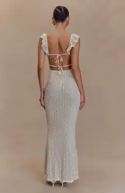 Meshki Ezra Lace Maxi Dress in Ivory Size 4 for rent on The Volte - image 3