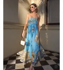 Alemais x La Sirena Exclusive Cassie Midi Sundress in  Blue Floral Size AU 14 for rent on The Volte - image 2
