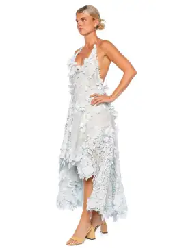 Zimmermann Natura Lasercut Halter Maxi Dress in Mint Size 0 / AU 8