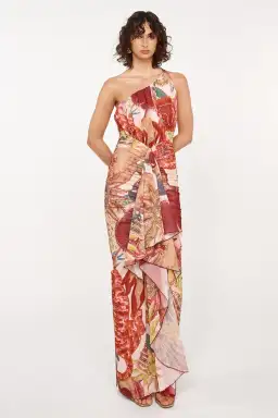 She is Olla Amadi Dress Maxi Multi Print Gown Size S / AU 8