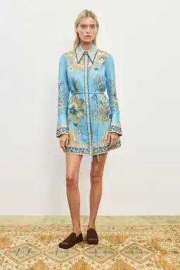 Alemais Cassie Mini Dress Blue Multi  Size 8