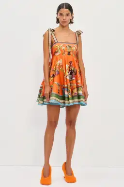 Alemais Rocco Sundress Mini Dress in Orange Multi Size AU 8