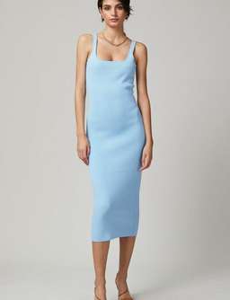 Bec & Bridge Emeline Knit Midi Dress Sky Blue Size 8  for rent on The Volte - image 4
