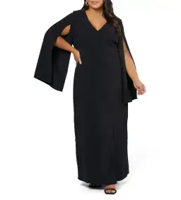 Curve Project Main Character Cape Maxi Dress Black by Pink Dusk One Size