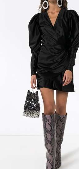 Rotate Puff sleeve V Neck dress Black size 6