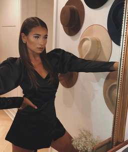 Rotate Puff sleeve V Neck dress Black size 6