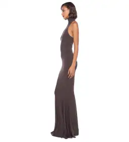 Norma Kamali Halter Turtle Fishtail Gown Chocolate Size AU 8 for rent on The Volte - image 3