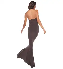 Norma Kamali Halter Turtle Fishtail Gown Chocolate Size AU 8 for rent on The Volte - image 5