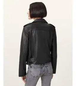 AllSaints Balfern Leather Biker Jacket Black Size AU 8 for rent on The Volte - image 4