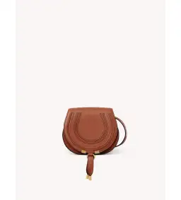 Chloe Small Marcie Saddle Bag in Grained Leather Tan