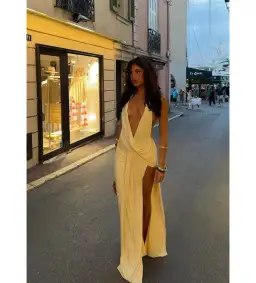 Natalie Rolt Winona Gown in Lemon Size 1 / AU 8 for rent on The Volte - image 1