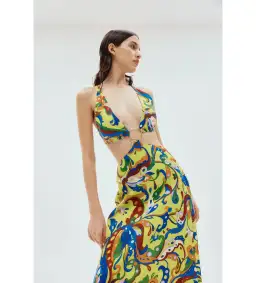 Alemais Yvette Cut Out Midi Dress Print Size 4 for rent on The Volte - image 2