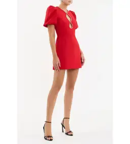 Rebecca Vallance Karina Puff Sleeve Mini Dress Red Size 12 for rent on The Volte - image 2
