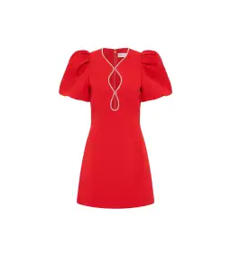 Rebecca Vallance Karina Puff Sleeve Mini Dress Red Size 12 for rent on The Volte - image 4