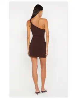 Bec & Bridge Ariven Asym Mini Dress in Dark Chocolate Brown Size 8 for rent on The Volte - image 3