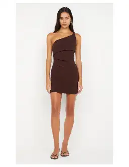 Bec & Bridge Ariven Asym Mini Dress in Dark Chocolate Brown Size 8 for rent on The Volte - image 1