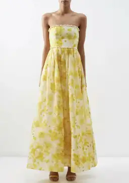 Zimmermann Wonderland Shell Embellished Silk Blend Gown Yellow Size AU 8