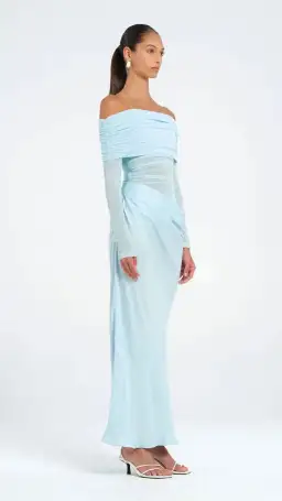 Benni Yasmin Off Shoulder Dress Maxi Baby Blue Size AU 10  for rent on The Volte - image 2