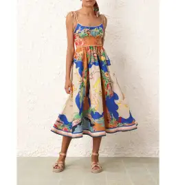 Zimmermann Alight Picnic Midi Dress Nautical Map Print Size 2 / AU 12