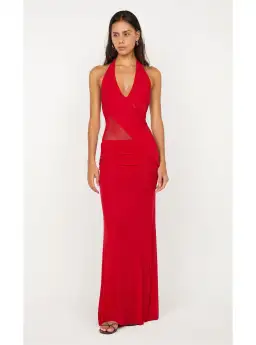 Bec & Bridge Deija Halter Maxi Dress in Strawberry Red Size 8