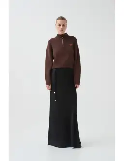 Aje Naia Quarter Zip Knit in Chocolate Brown Size  for rent on The Volte - image 1