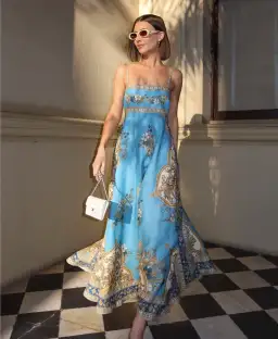 Alemais La Sirena Exclusive Cassie Sundress Maxi Dress Print Size 10 for rent on The Volte - image 1