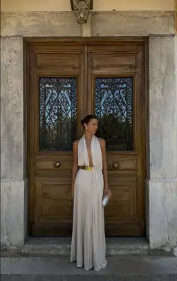 Ance Gria Odette Full Length Gown in Stone Size 8 for rent on The Volte - image 6