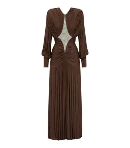 Alemais Silvio Ruched Maxi Dress Brown Size AU 6 for rent on The Volte - image 4