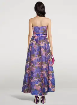 Zimmermann High Tide Strapless Maxi Dress Purple Ikat Floral Size 1 / AU 10 for rent on The Volte - image 3