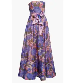 Zimmermann High Tide Strapless Maxi Dress Purple Ikat Floral Size 1 / AU 10 for rent on The Volte - image 6