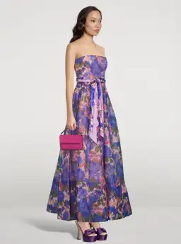 Zimmermann High Tide Strapless Maxi Dress Purple Ikat Floral Size 1 / AU 10 for rent on The Volte - image 2
