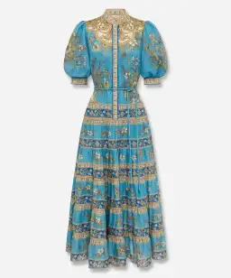 Alemais Cassie Tiered Midi Dress Blue Floral Print Size 10 for rent on The Volte - image 3