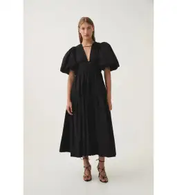 Aje Fallingwater Ruched Midi Dress in Black Size S / AU 8