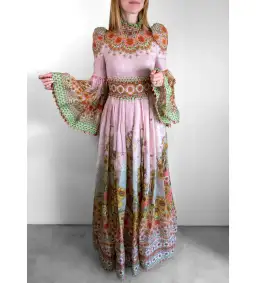 Zimmermann Kaleidoscope Bell Sleeve Gown Multi Floral Size 3 AU 14 for rent on The Volte - image 1