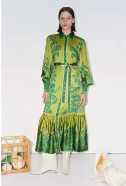 Alemais Solaris Shirtdress Olive Print Size 12