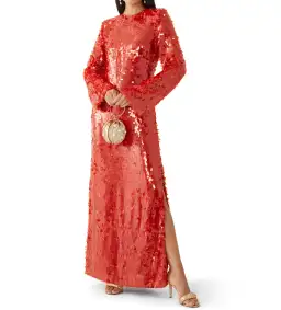 Alemais Geanie Sequin Long Gown in Red Size XL / AU 14