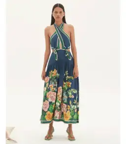 Alemais Lyla Halter Midi Dress Blue Size AU 12 for rent on The Volte - image 1